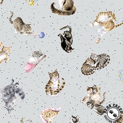 Maywood Studio Whiskers and Paws Tossed Cats Grey
