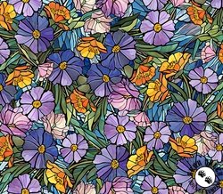 QT Fabrics Sunlit Bears Stained Glass Floral Multi QT Fabrics Sunlit Bears Stained Glass Floral Multi