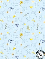 Wilmington Prints Bees and Blooms Words All Over Blue Wilmington Prints Bees and Blooms Words All Over Blue