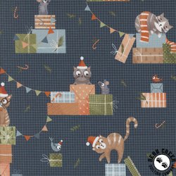 Moda Purrfect Christmas Cats Midnight