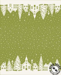 Moda Buon Natale Christmas Village Double Border Print Pine Moda Buon Natale Christmas Village Double Border Print Pine