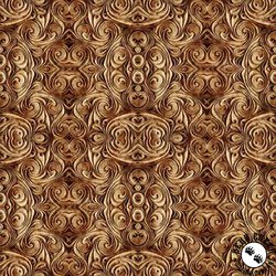 QT Fabrics Endless Blues 108 Inch Wide Backing Geo Medallion Brown