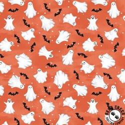 Studio E Fabrics Paranormal Parade Mini Ghosts Orange