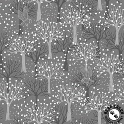 Lewis and Irene Fabrics The Secret Winter Garden Flannel Owl Orchard Dark Grey Lewis and Irene Fabrics The Secret Winter Garden Flannel Owl Orchard Dark Grey