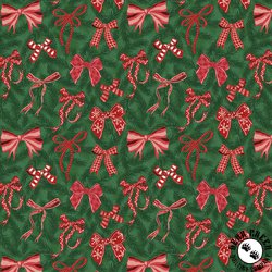 P&B Textiles Christmas Miniatures III Christmas Bows Dark Green