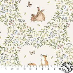 Northcott Woodland Heart Cream/Multi Northcott Woodland Heart Cream/Multi