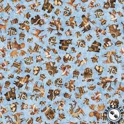 QT Fabrics Bearsville Woodland Toss Sky Blue QT Fabrics Bearsville Woodland Toss Sky Blue