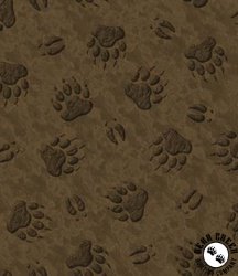 QT Fabrics The Wonder of Nature Animal Paw Prints Brown