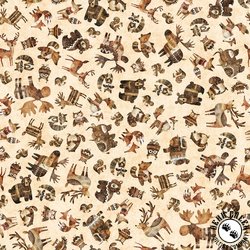 QT Fabrics Bearsville Woodland Toss Cream QT Fabrics Bearsville Woodland Toss Cream