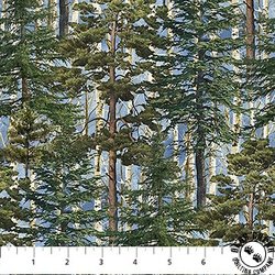 Northcott Timber Trails Naturescapes Evergreen Trees Blue/Multi