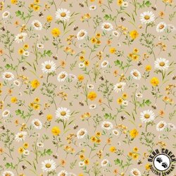 Timeless Treasures You Are My Sunshine Tossed Daisies Tan