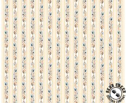 QT Fabrics Poultry in Motion Floral Scroll Decorative Strip Cream