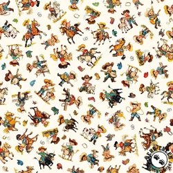 QT Fabrics Yippie Ki Yay! Cowboy/Cowgirl Toss Cream QT Fabrics Yippie Ki Yay! Cowboy/Cowgirl Toss Cream
