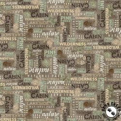 Michael Miller Fabrics Nature's Landscape Wilderness Words Brown