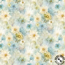 Timeless Treasures Forest Whisper Daisy Bloom Blue