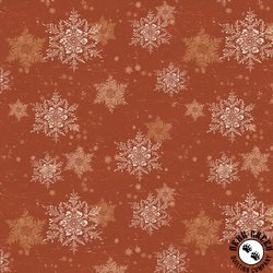 Clothworks Snow Mountain Snowflakes Dark Rust