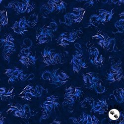 QT Fabrics Dragon's Song Linocut Royal