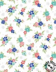 Wilmington Prints Darlin' Garden Bouquet Toss White