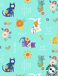 Wilmington Prints Fe-Line Frisky Large All Over Teal Wilmington Prints Fe-Line Frisky Large All Over Teal