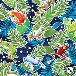 Benartex Rainforest Glow Frog Rainforest Navy Benartex Rainforest Glow Frog Rainforest Navy