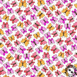 Andover Fabrics Flutter Small Butterflies Pink