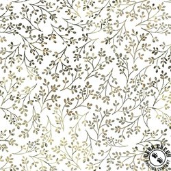 P&B Textiles Flutter Blooms Multi Vines White/Gold