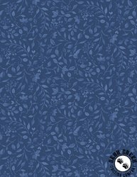 Wilmington Prints Blossom Blues Leaves Dark Blue