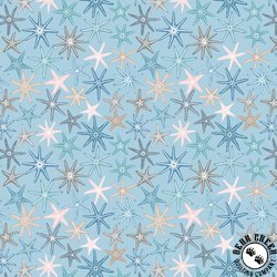 Lewis and Irene Fabrics Ocean Pearls Multi Starfish Sunny Blue