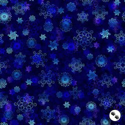 QT Fabrics Fantasia Linear Floral Navy