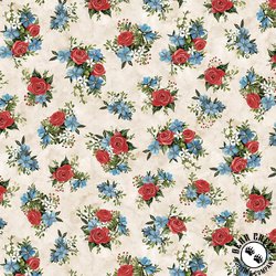 P&B Textiles Farmhouse Americana Tossed Flower Bunches Cream P&B Textiles Farmhouse Americana Tossed Flower Bunches Cream