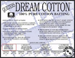 Quilters Dream Batting Natural Cotton - Request (Twin 72 Quilters Dream Batting Natural Cotton - Request (Twin 72
