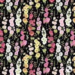 Clothworks Simple Life Hollyhocks Black Clothworks Simple Life Hollyhocks Black