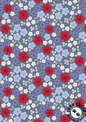Lewis and Irene Fabrics Forever Blooms Floral Palette Slate Grey