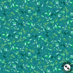 Michael Miller Fabrics Flower Lake Leaves Marine