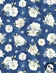 Wilmington Prints Blue Harmony Floral Toss Dark Blue Wilmington Prints Blue Harmony Floral Toss Dark Blue