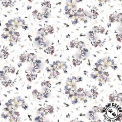 P&B Textiles Meadow At Dusk Swirling Flowers White P&B Textiles Meadow At Dusk Swirling Flowers White