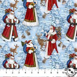 Northcott St. Nicholas Santas Light Blue/Multi