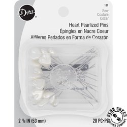Dritz Pearlized Heart Pins - WHITE