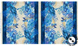 In The Beginning Fabrics Oriental Gardens Fan Border Stripe Blue