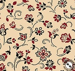 QT Fabrics Oxford Archival Flower with Dotted Scroll Cream QT Fabrics Oxford Archival Flower with Dotted Scroll Cream