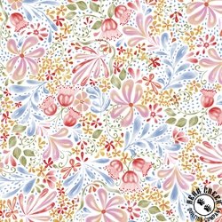 P&B Textiles Country Poetry Floral Garden Allover White P&B Textiles Country Poetry Floral Garden Allover White