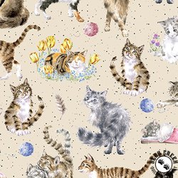 Maywood Studio Whiskers and Paws Directional Cats Cream