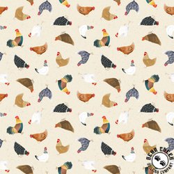 Clothworks Simple Life Chickens Light Butter