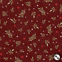 P&B Textiles Believe Tossed Sprigs and Stars Red