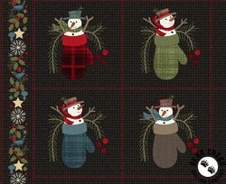 Maywood Studio Holly Jolly Flannel Snowmen Blocks Black Maywood Studio Holly Jolly Flannel Snowmen Blocks Black