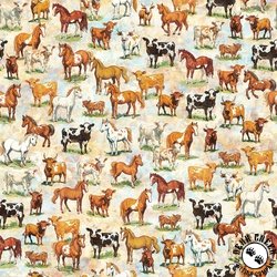 QT Fabrics Yippie Ki Yay! Cows and Horses Tan QT Fabrics Yippie Ki Yay! Cows and Horses Tan