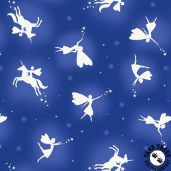 Lewis and Irene Fabrics Glow Fairies Blue