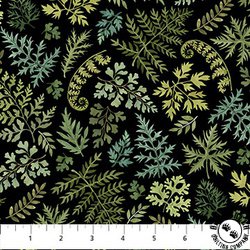 Northcott Wild Harvest Small Ferns Black