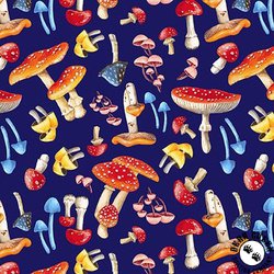 Henry Glass Enchanted Forest Tossed Mushrooms Blue/Multi Henry Glass Enchanted Forest Tossed Mushrooms Blue/Multi