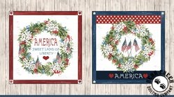 P&B Textiles Farmhouse Americana Panel Patriotic Wreath Pillow Panel P&B Textiles Farmhouse Americana Panel Patriotic Wreath Pillow Panel